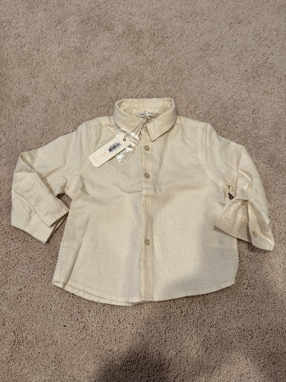 Toddler Cream Button-Down Shirt with Collar